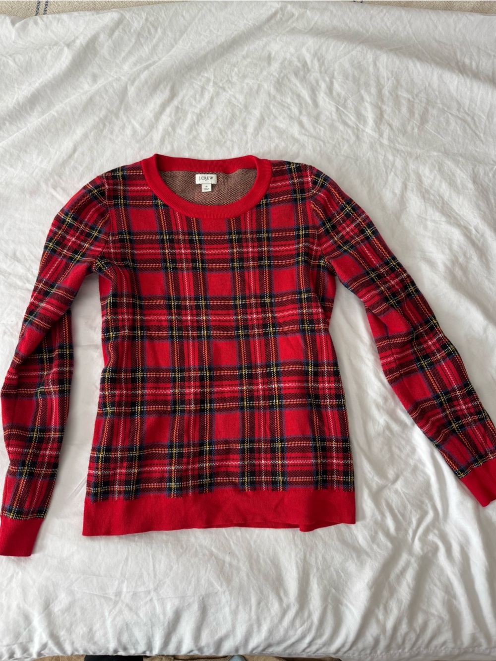J. Crew Red Tartan Plaid Crewneck Sweater